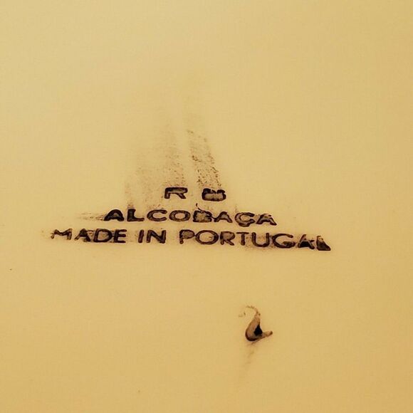 HAND PAINTED 14.5" VTG Fruit Centerpiece Bowl ALCOBACA PORTUGAL Large Abstract - Picture 4 of 5